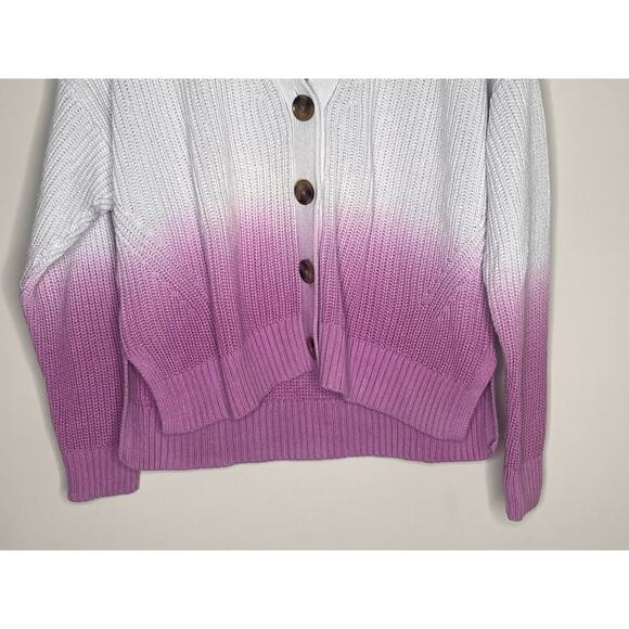 Ann Taylor Ombre Cardigan Cotton Purple Begonia Women's Size M - Picture 5 of 10